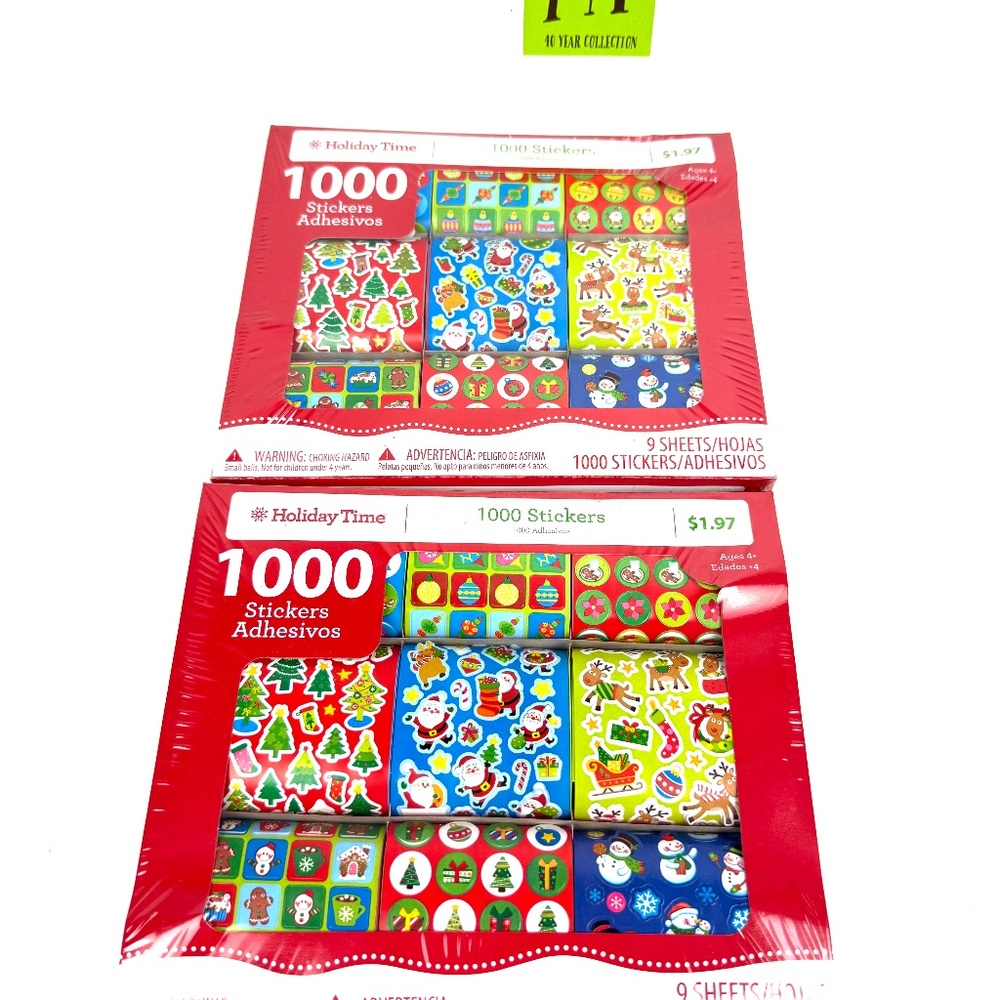 Holiday Time 1000 Christmas Stickers – 9 Sheets (NEW) 2 Pack
